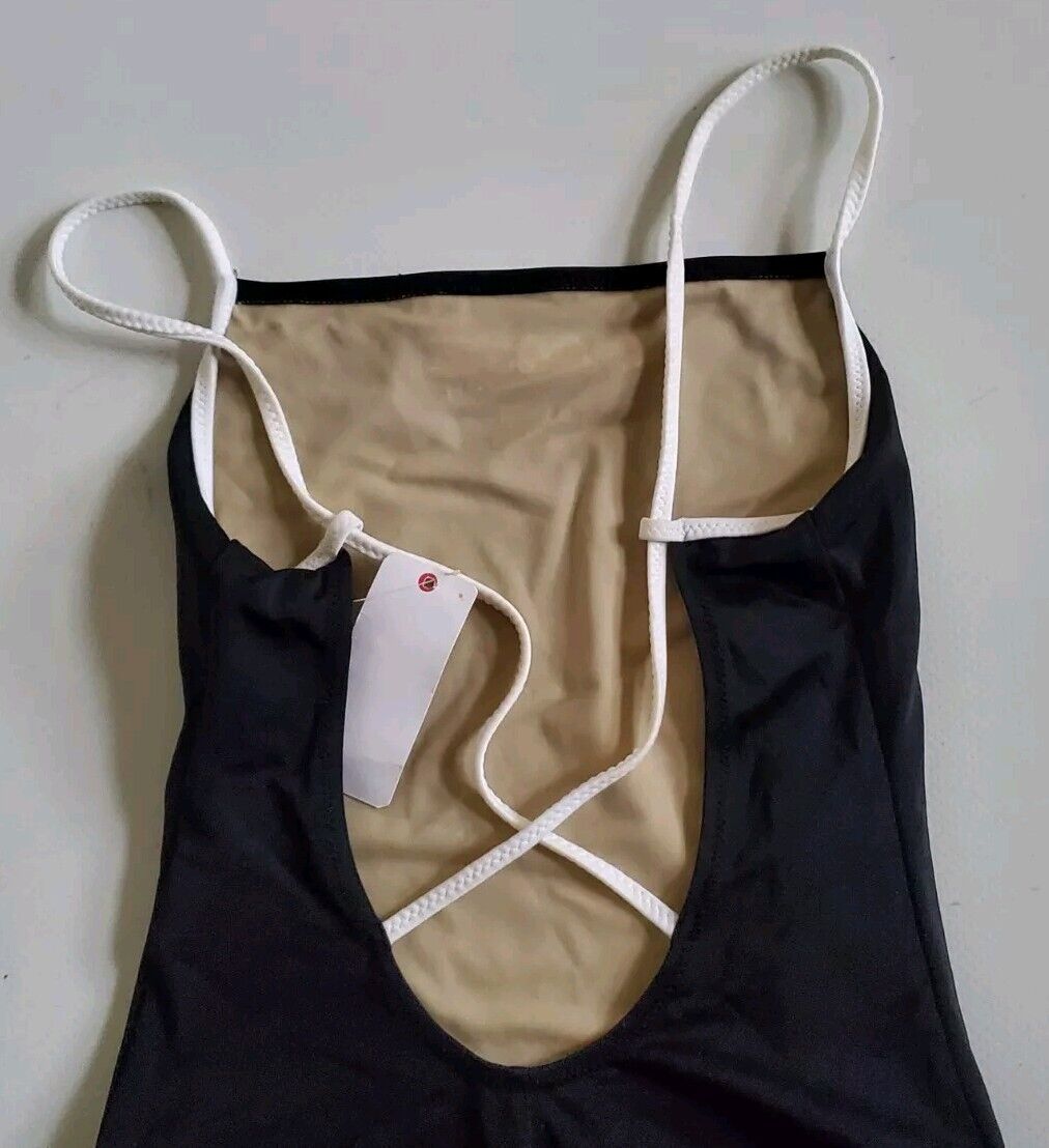 LACOSTE Swimming Costume Swimsuit 1 Piece Black Spellout Size XS New With Pouch