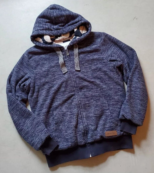 WEIRD FISH Hoodie Fleece Quilted Full Zip Mottled Blue Womens UK 12