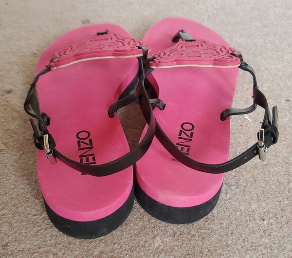 KENZO Sandals Strappy Tiger Womens Uk 4 Eu 36 Pink Boxed Worn Once Rrp £140