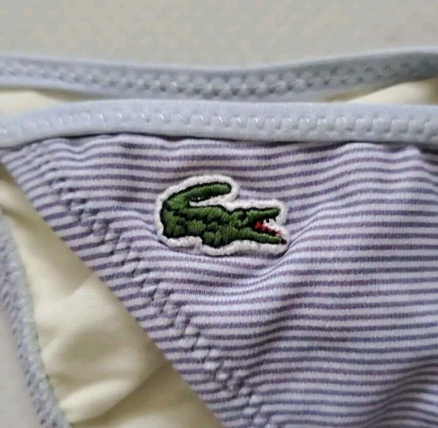 LACOSTE Bikini Swimsuit 2 Piece Halter Neck Size S Stripes Spots New With Pouch