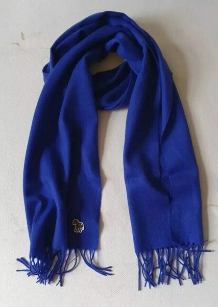 PAUL SMITH Scarf Zebra Royal Blue Pure Lamswool Made in UK