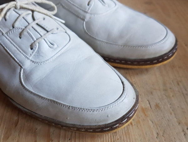 MARINOZZI Shoes Mens Uk 8 Eu 42 Cream Leather Handmade in Italy