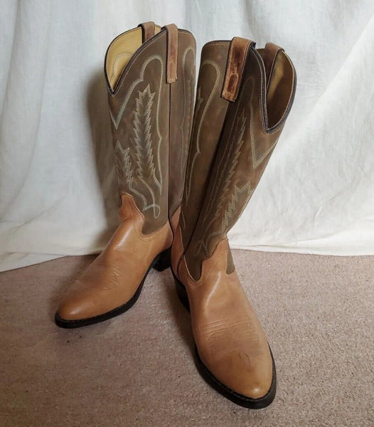 TEXAS BRAND BOOTS Mens UK 10 EU 44 USA 10.5 Embroidered Tan Leather Rrp $490