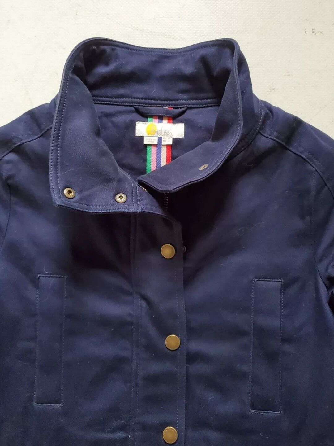 BODEN Classic Field Jacket Womens Uk 8 Navy Blue Canvas Raincoat