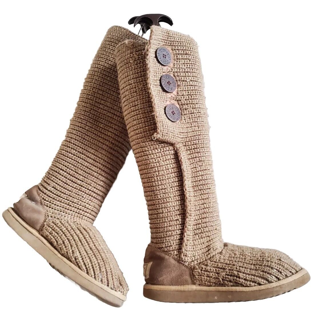 UGG Boots Classic Cardy Knit Sweater Sock Wheat Womens Uk 4 - Read Description