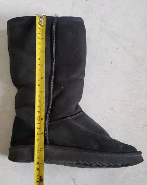 UGG Boots Classic Mid Calf Womens Uk 4 Eu 37 Black Suede Shearling Lining