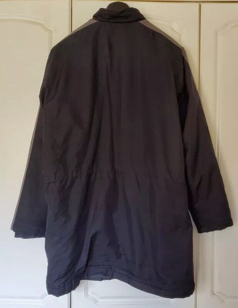 Southport FC Nike Coat Mens XL Quilted Fleece Lined Long Black Grey