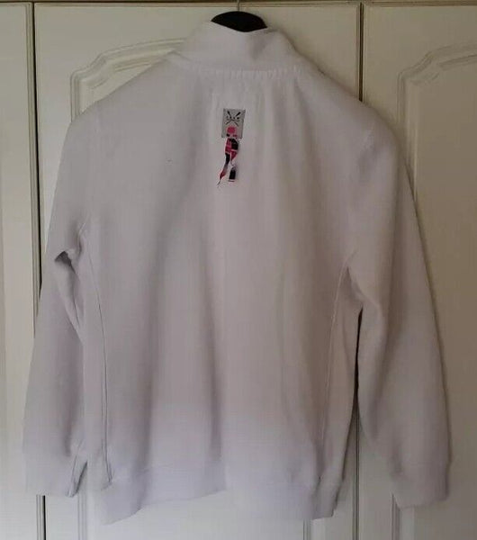 Crew Clothing Co Sweatshirt Jumper Mens M Quarter Zip White Blue Jersey