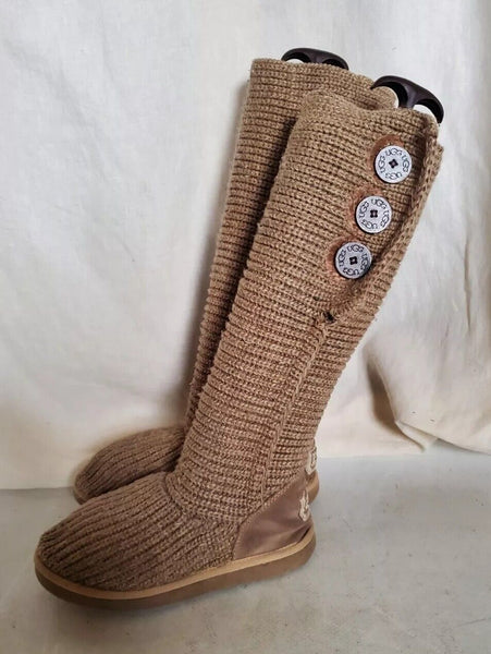 UGG Boots Classic Cardy Knit Sweater Sock Wheat Womens Uk 4 - Read Description