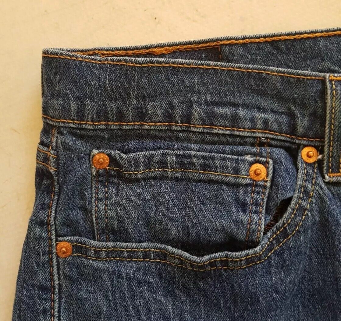LEVIS 505 Jeans Mens W 36 L 32 Vintage Blue Stretch Denim Red Tab Regular Fit