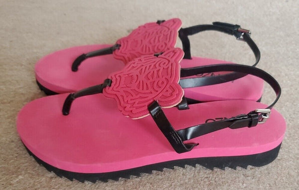 KENZO Sandals Strappy Tiger Womens Uk 4 Eu 36 Pink Boxed Worn Once Rrp £140