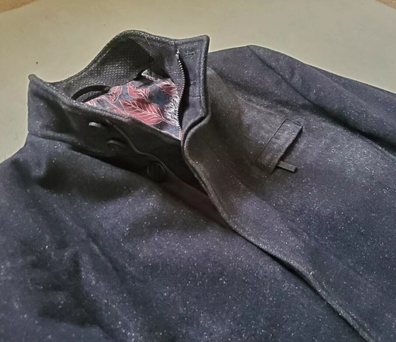 Ted Baker Trench Coat Jacket Mens M TB Size 4 Charcoal Grey Wool Blend