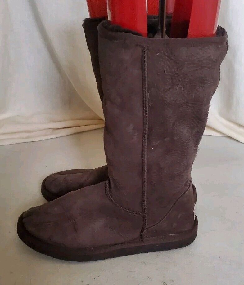 UGG Boots Classic Mid Calf Womens Uk 5 Eu 38 Brown Suede Shearling Lining