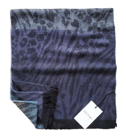 PAUL SMITH Pashmina Scarf Shawl Big Cat Weave Cashmere Wool Made in UK Rrp £189