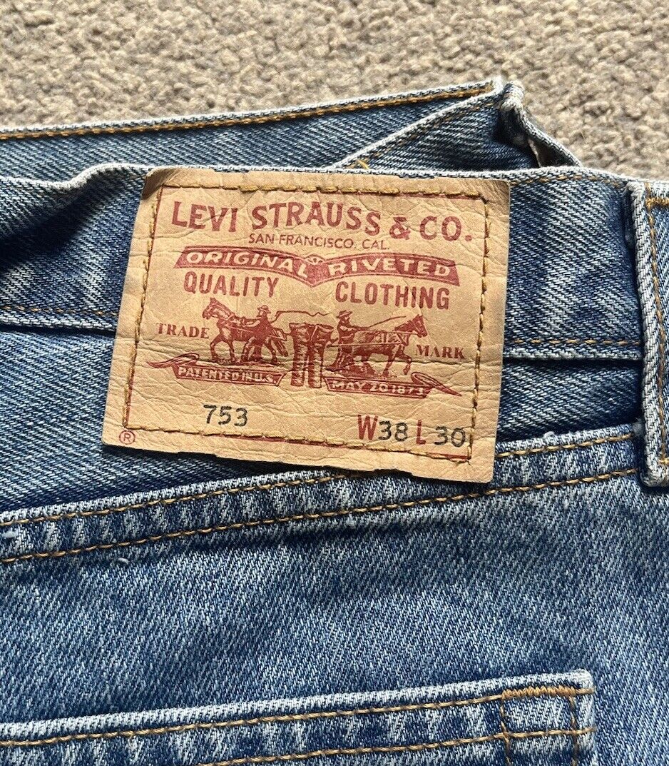 LEVIS 753 Jeans Mens W 38 L 30 vintage blue denim red tab regular fit A139
