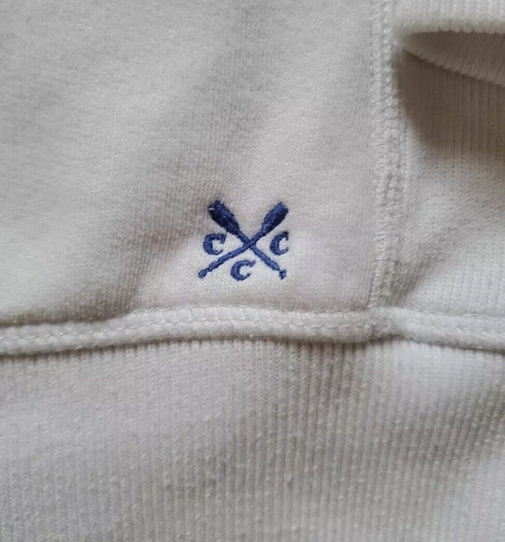 Crew Clothing Co Sweatshirt Jumper Mens M Quarter Zip White Blue Jersey