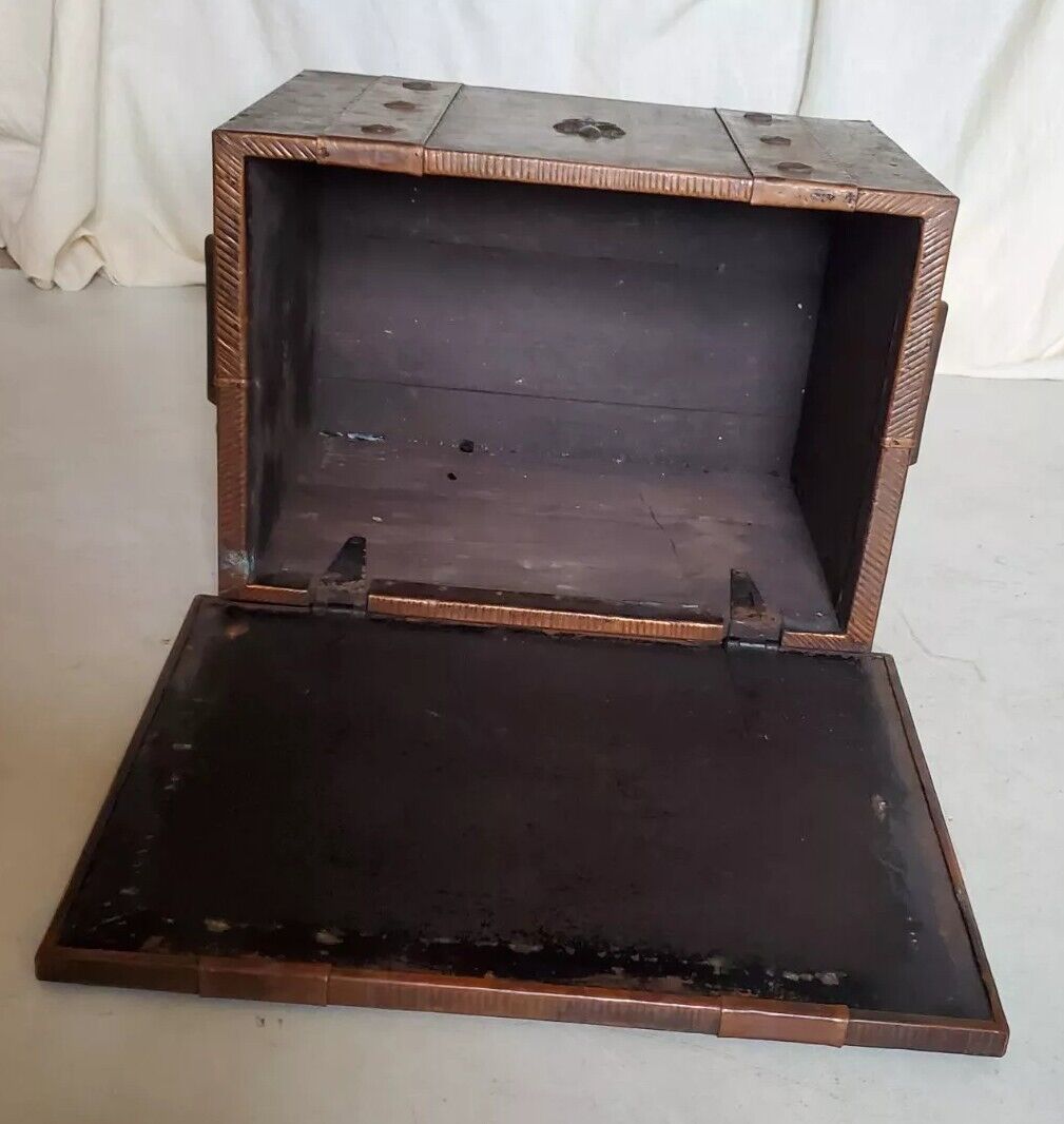 Antique Vintage Trunk Chest Copper Over Wood Mid Size Bespoke UK 1830's