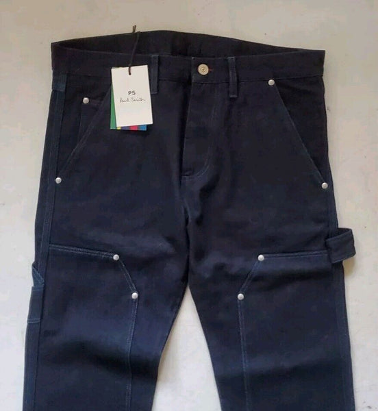 PAUL SMITH Jeans Mens W 32 L 33 Slim Fit Utility Pants Cut Indigo Blue Denim
