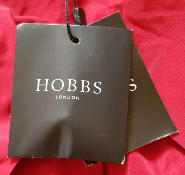 HOBBS Gigi Top Blouse Womens UK 12 Dark Crimson Ruched Collar New With Tags