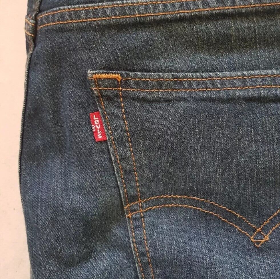 LEVIS 505 Jeans Mens W 36 L 32 Vintage Blue Stretch Denim Red Tab Regular Fit