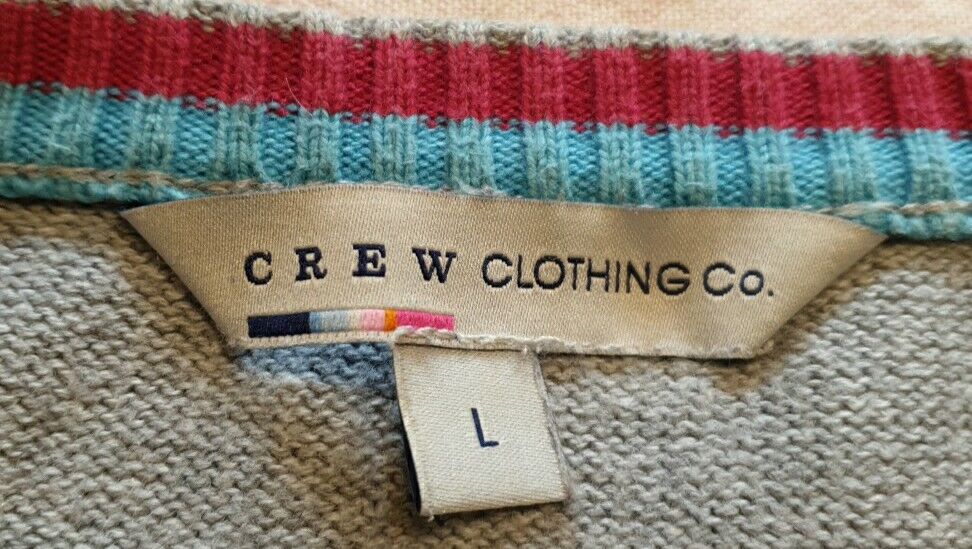 CREW CLOTHING Co Jumper Sweater Mens L Reg Fit Pale Grey Cashmere Blend V Neck