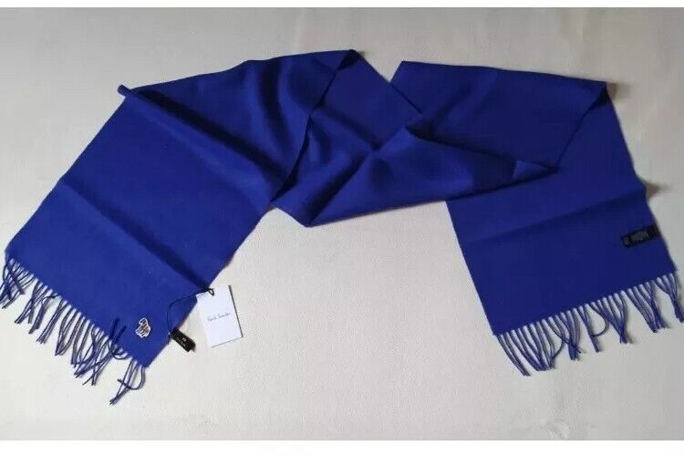 PAUL SMITH Scarf Zebra Royal Blue Pure Lamswool Made in UK