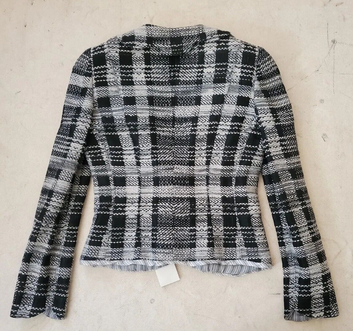 Emporio Armani Blazer Jacket Womens UK 6 EU 38 Black White Wool Blend Italy