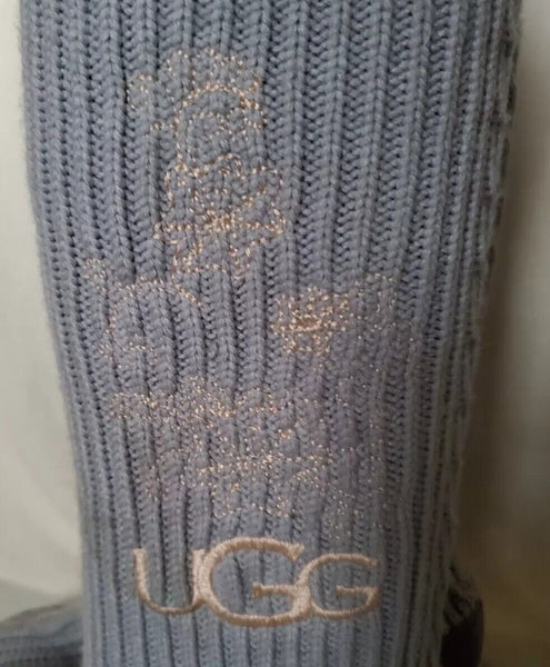 UGG Boots Classic Cardy Knit Sweater Sock Blue Womens Uk 4 Eu 37 Vintage Y2K