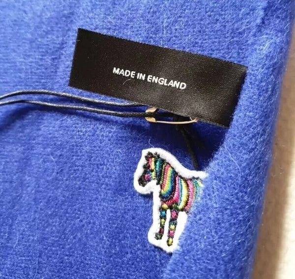 PAUL SMITH Scarf Zebra Royal Blue Pure Lamswool Made in UK