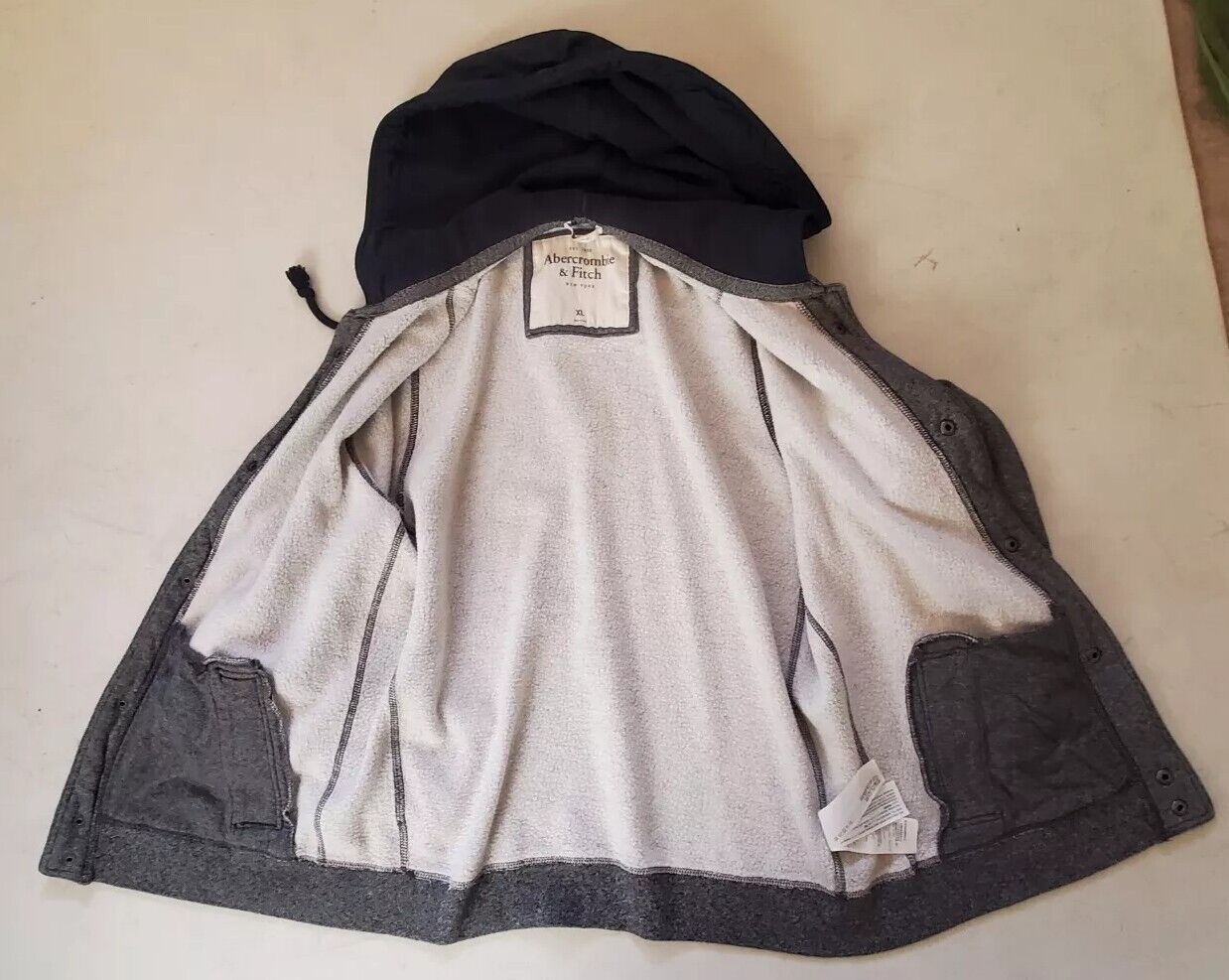 Abercrombie Fitch Jacket Baseball Varsity and Hoodie 2 in 1 Mens XL Grey Jersey