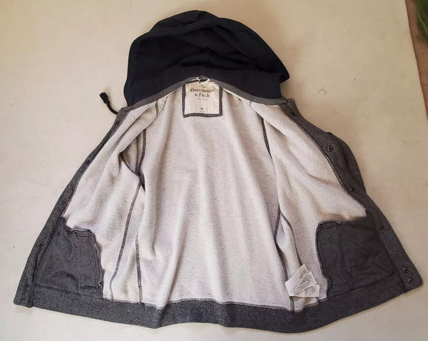Abercrombie Fitch Jacket Baseball Varsity and Hoodie 2 in 1 Mens XL Grey Jersey