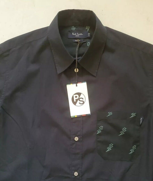 PAUL SMITH Shirt Mens M Classic Fit Blue Black Ziggy Lightning Bolt