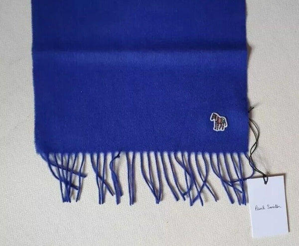PAUL SMITH Scarf Zebra Royal Blue Pure Lamswool Made in UK