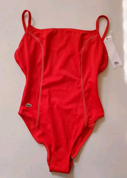 LACOSTE Swimsuit Swimming Costume 1 Piece Size XS Rojo Red New With Tags