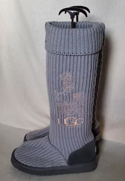 UGG Boots Classic Cardy Knit Sweater Sock Blue Womens Uk 4 Eu 37 Vintage Y2K