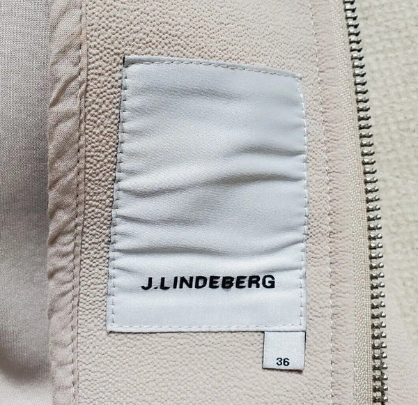 J LINDBERG Biker Jacket Coat Mens S Skylar Scuba Crepe Sand Lamb Leather Trim