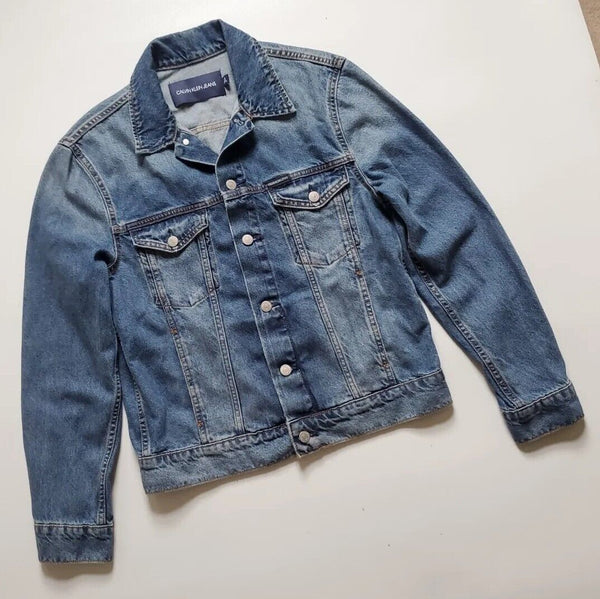 Calvin Klein CKJ Denim Jacket Mens S Trucker Vintage Blue Cotton