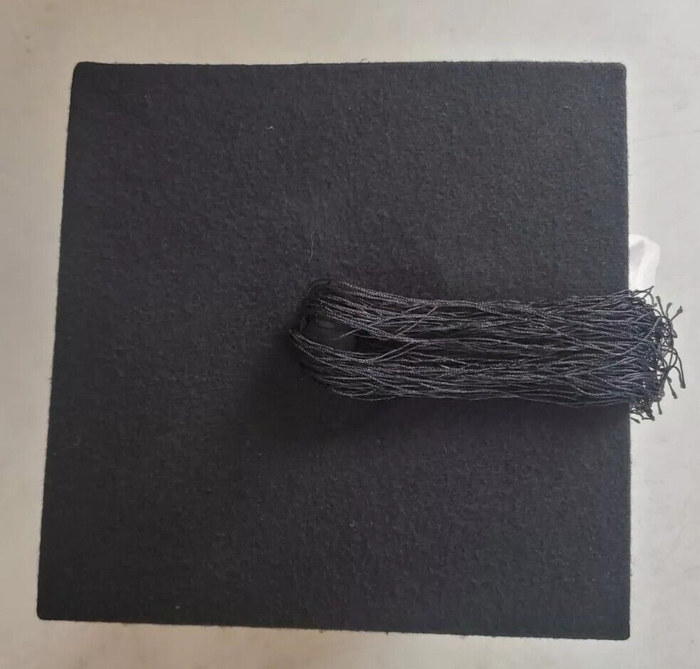 Ravenscroft Willis Mortar Board Black Wool Graduation Size 6 7/8 - Worn Once