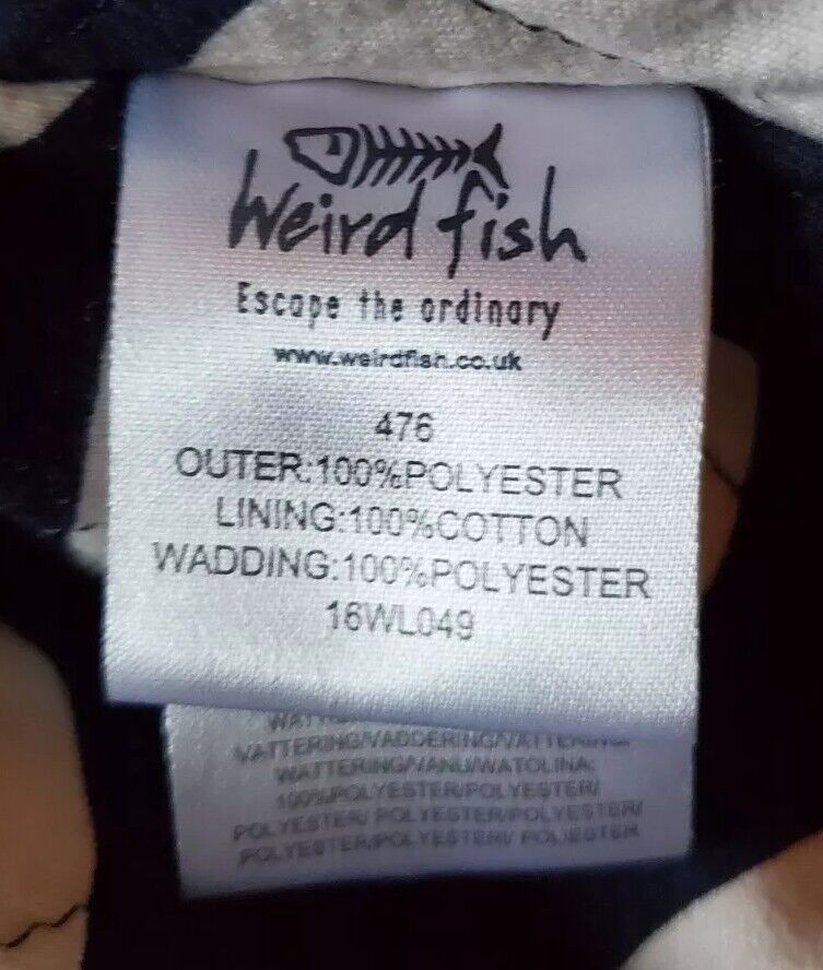WEIRD FISH Hoodie Fleece Quilted Full Zip Mottled Blue Womens UK 12