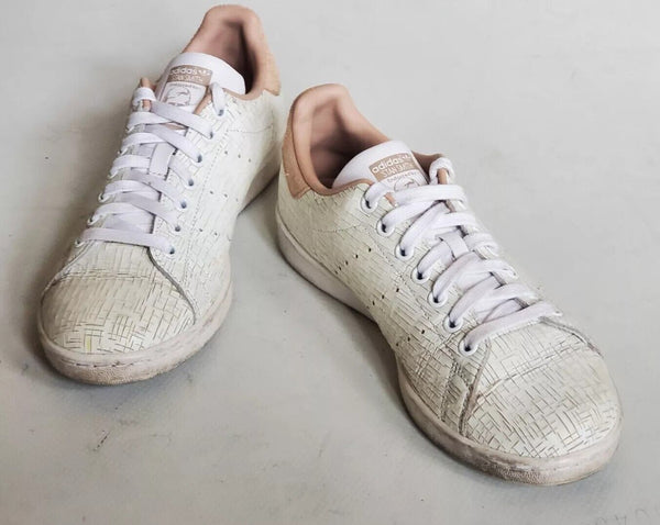 ADIDAS Stan Smith Womens Uk 6 Eu 39 White Striated Leather Pink Suede