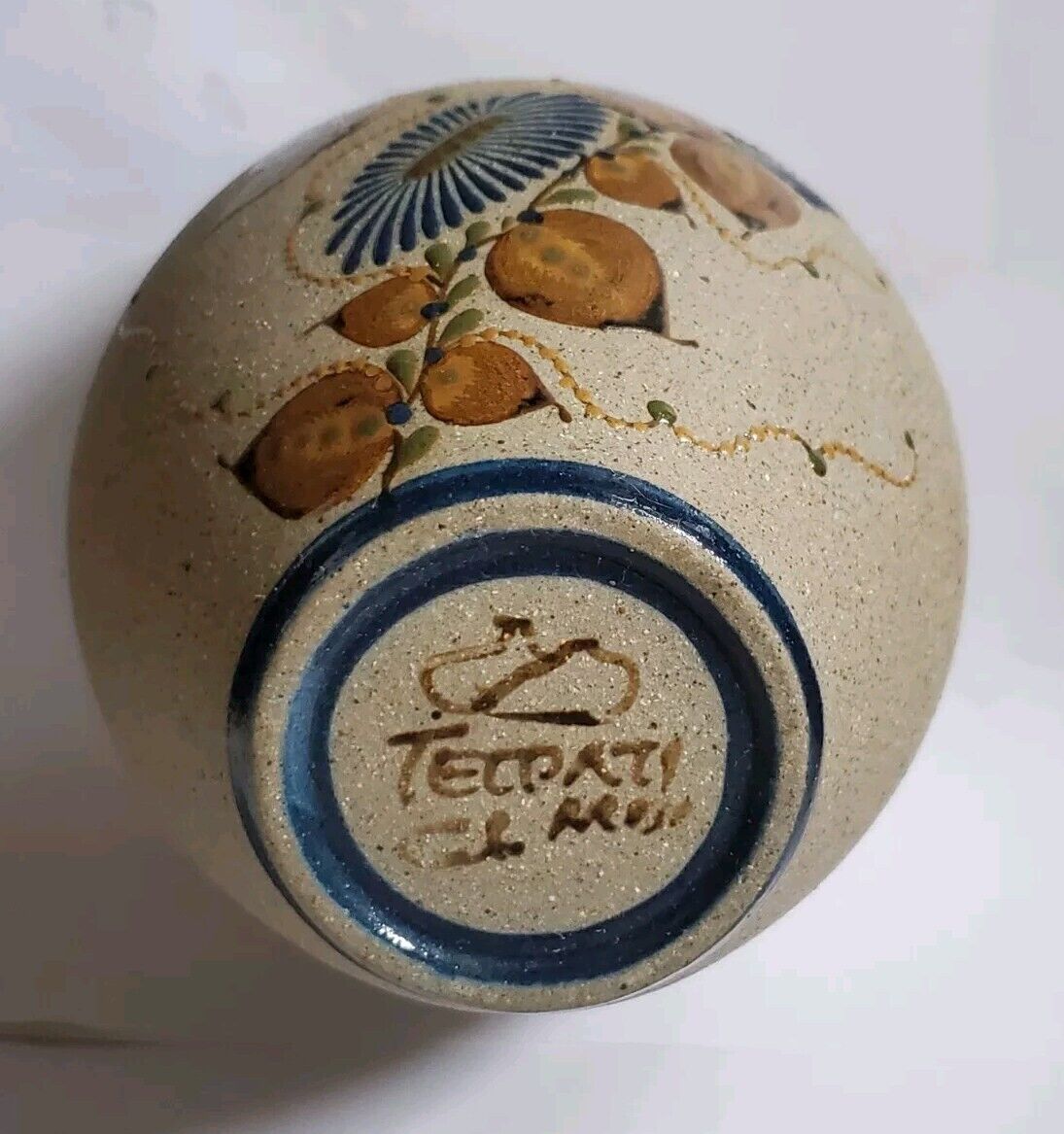 Tecpatl Vase Stoneware Mexico Signed Vintage 1980's Butterfly 5 Inch