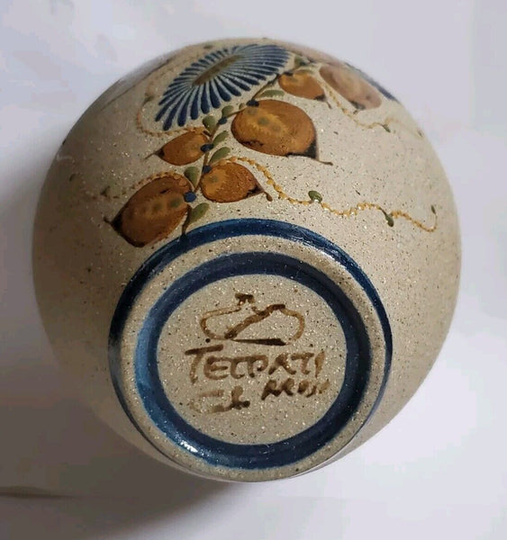 Tecpatl Vase Stoneware Mexico Signed Vintage 1980's Butterfly 5 Inch