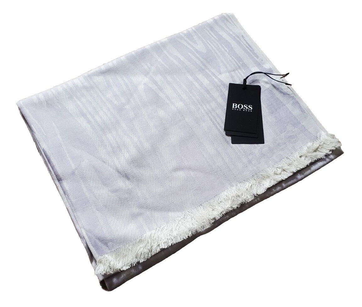 HUGO BOSS Womens Pashmina Scarf Shawl Cashmere Wool White Lilac Rrp £189
