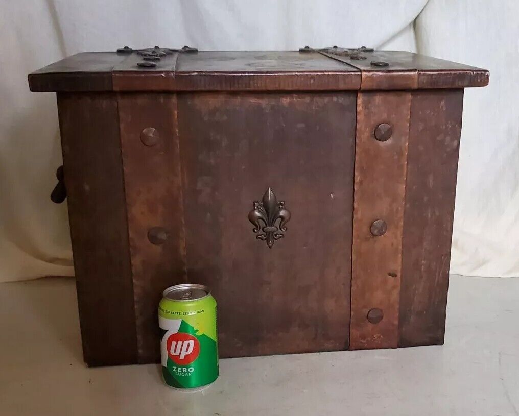 Antique Vintage Trunk Chest Copper Over Wood Mid Size Bespoke UK 1830's