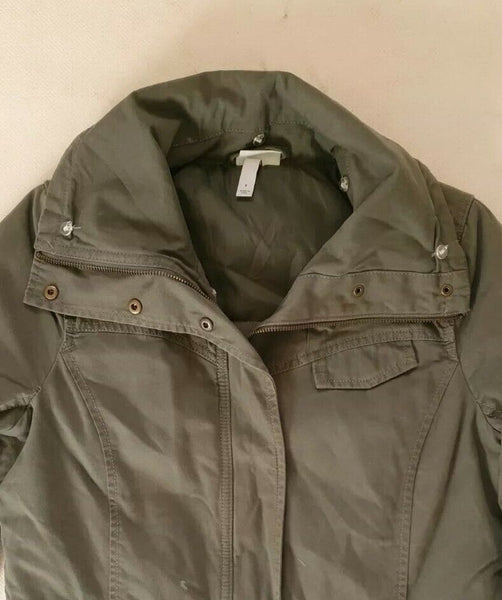 Adidas Neo Coat Jacket Womens S Khaki Green Cotton Lightly Padded