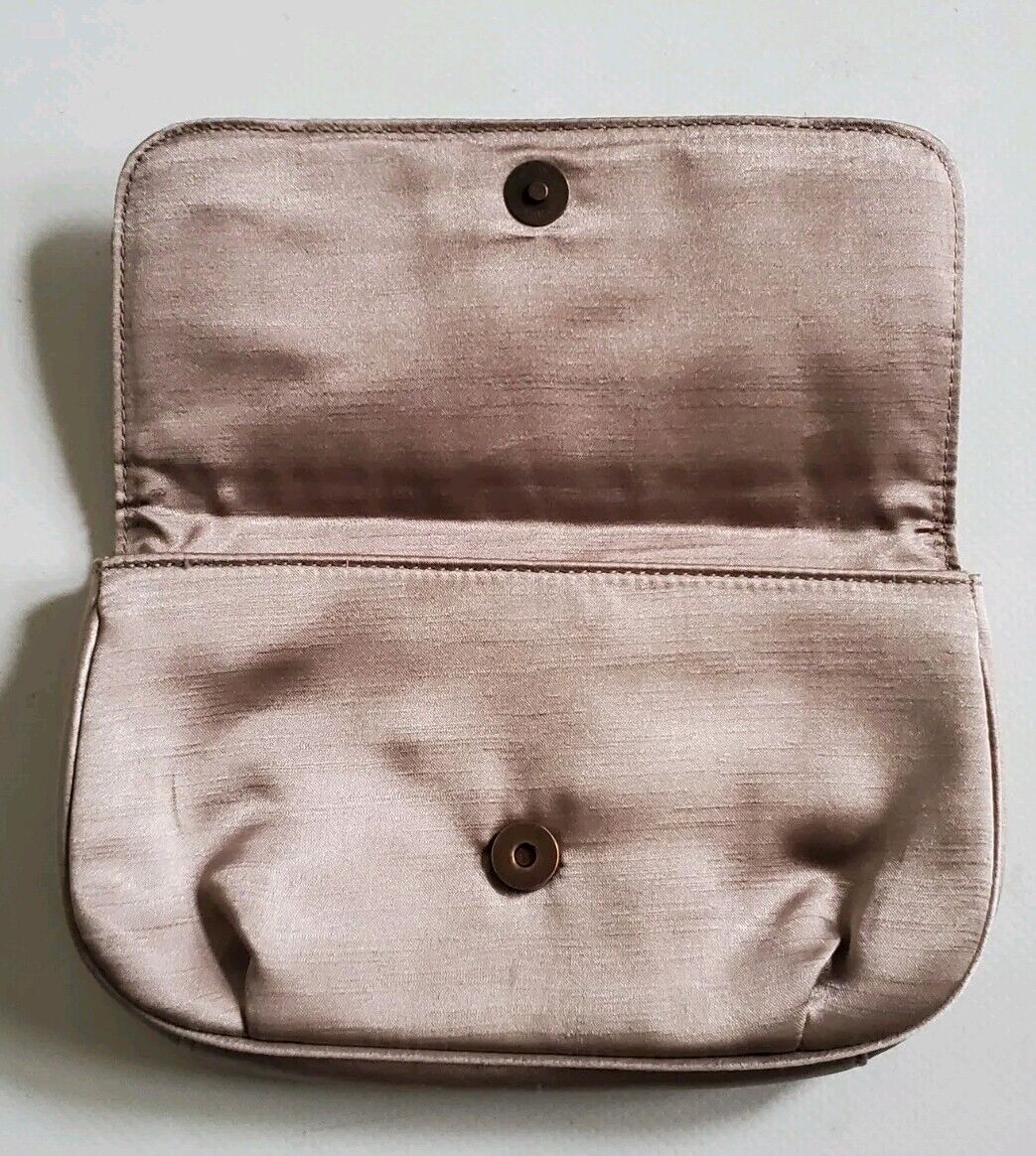 HUGO BOSS Clutch Purse Makeup Case Bag Satin Gold - Never Used