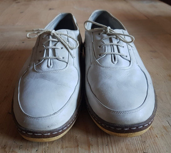 MARINOZZI Shoes Mens Uk 8 Eu 42 Cream Leather Handmade in Italy