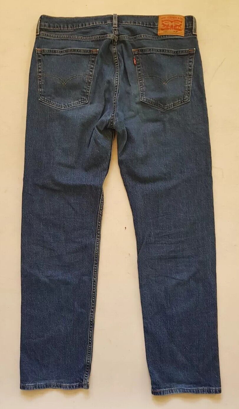 LEVIS 505 Jeans Mens W 36 L 32 Vintage Blue Stretch Denim Red Tab Regular Fit