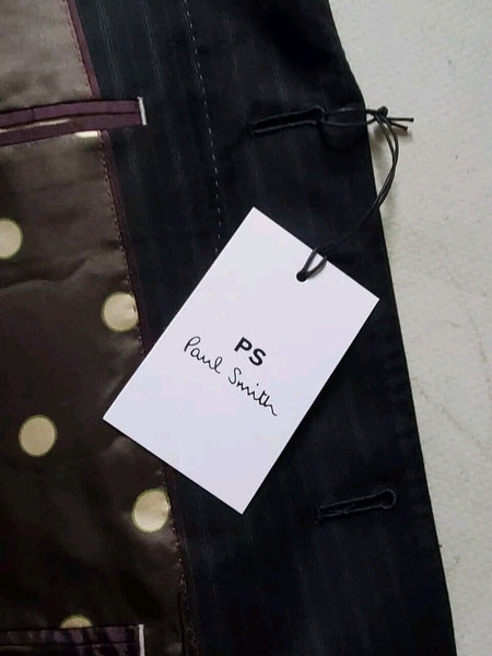 PAUL SMITH Suit Slim Fit Jkt 40 R Trs 32 Black Pinstripe Japan Import Rrp £1650