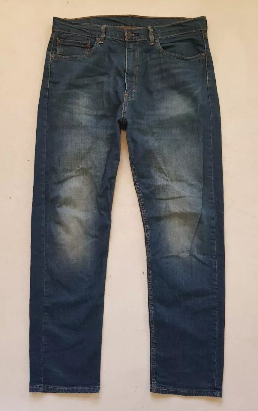 LEVIS 505 Jeans Mens W 36 L 32 Vintage Blue Stretch Denim Red Tab Regular Fit
